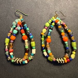 Macy's Multicolor Beaded Teardrop Earrings - Green, Orange, Blue, Pink, Gold